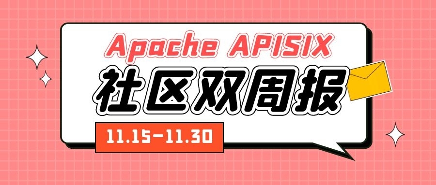 Apache APISIX 社区双周报 | 11.15-11.30 功能亮点更新进行中