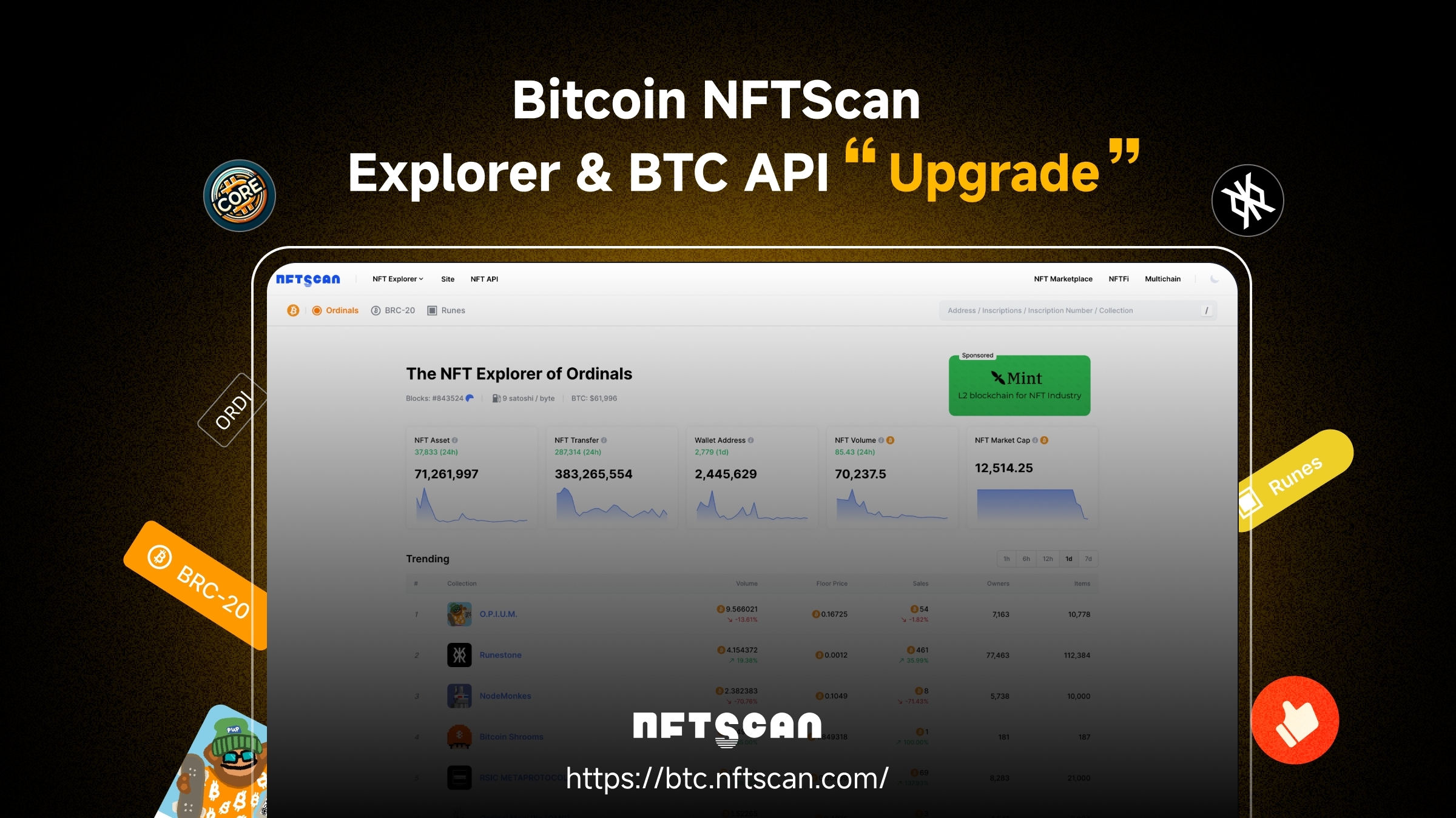 NFTScan 升级 Bitcoin NFT 浏览器，全面优化 NFT 数据解析体系