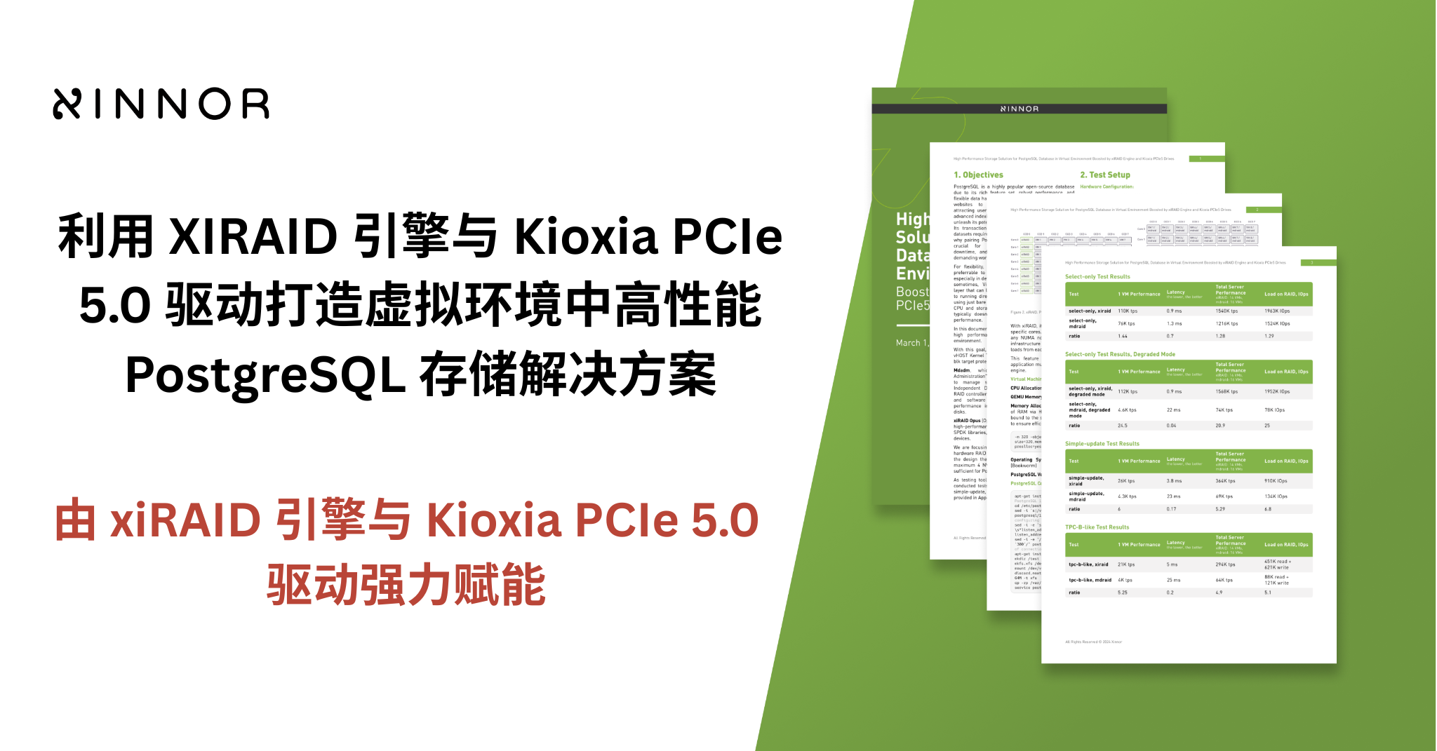 采用XIRAID引擎和Kioxia PCIe5驱动器的虚拟环境中PostgreSQL的高性能存储解决方案