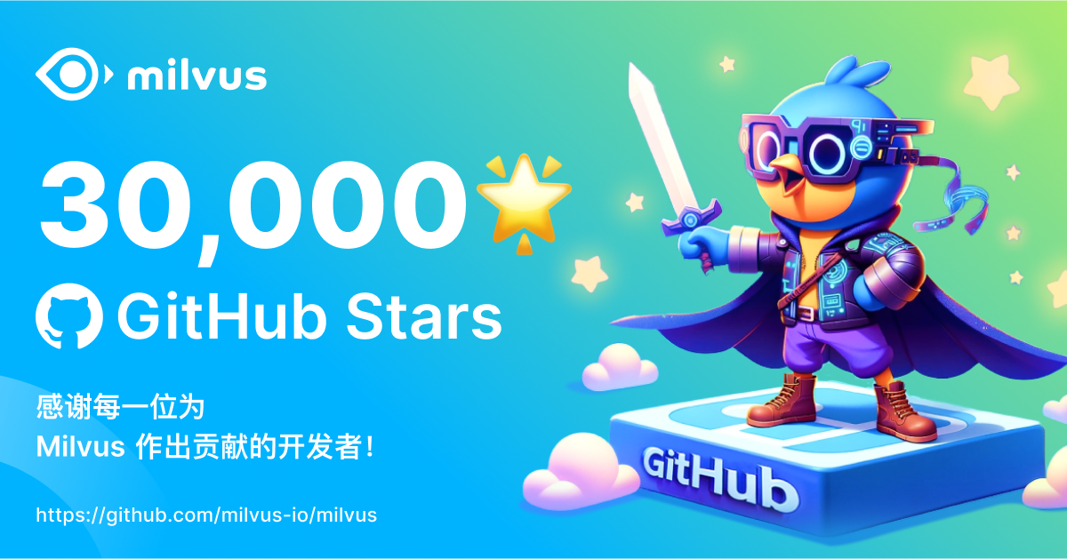 里程碑丨Milvus在GitHub上的Stars数量突破30,000！