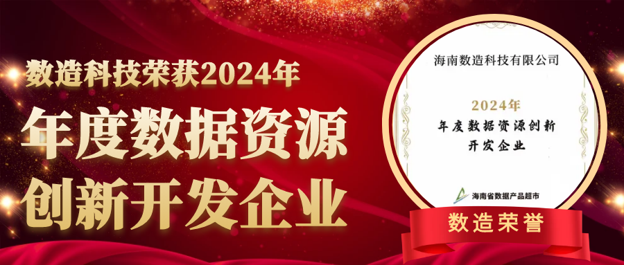 数造科技荣获2024年“年度数据资源创新开发企业”