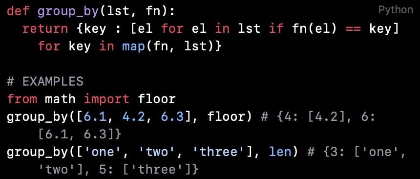 Python代码阅读（第6篇）：根据给定的函数对列表中的元素进行分组