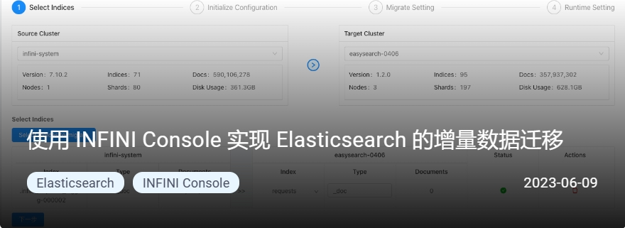 使用 INFINI Console 实现 Elasticsearch 的增量数据迁移
