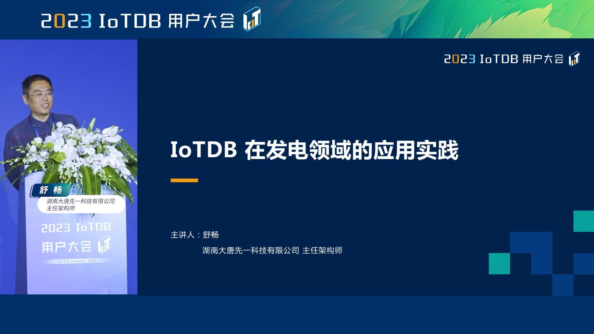 2023 IoTDB Summit：湖南大唐先一科技有限公司主任架构师舒畅《IoTDB 在发电领域的应用实践》