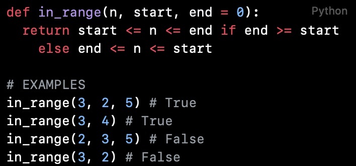 Python代码阅读（第51篇）：判断给定的数是否在给定的范围内