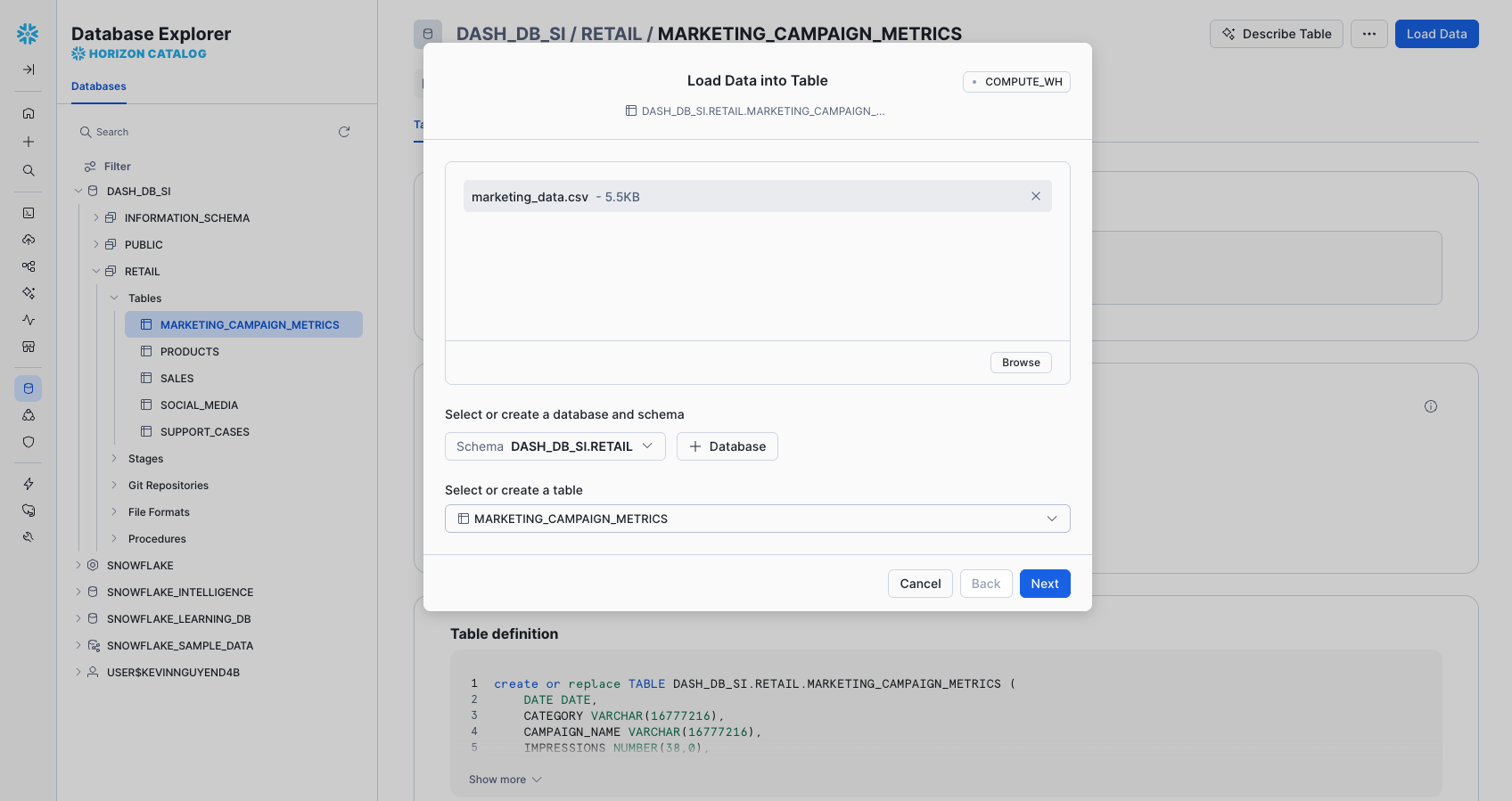 Updating marketing data