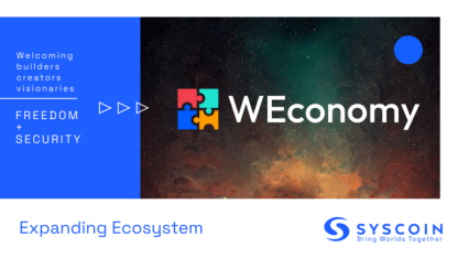 Syscoin宣布与Web3孵化器WEconomy建立长期合作伙伴关系