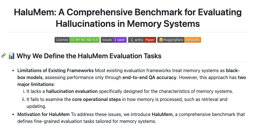 首个记忆幻觉评估框架 HaluMem 正式发布！