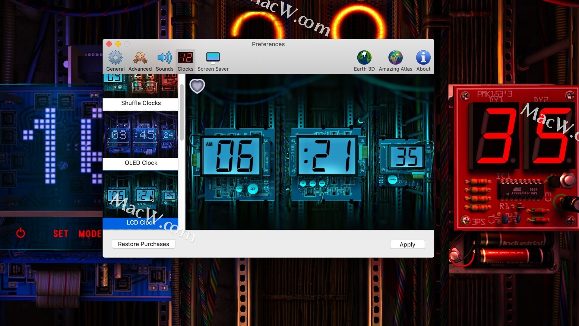 3D机械时钟动态桌面壁纸 Digital Clock 3D for Mac v2.1.2激活版