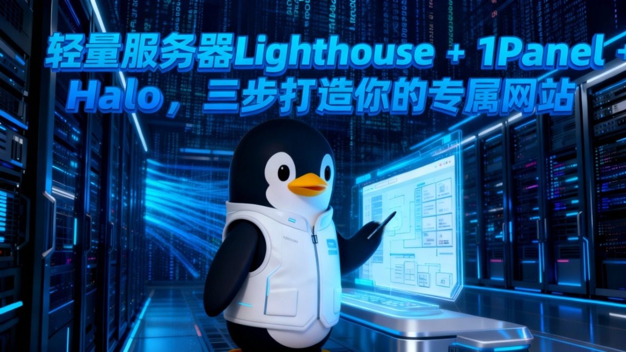 轻量服务器Lighthouse + 1Panel + Halo,三步打造你的专属网站