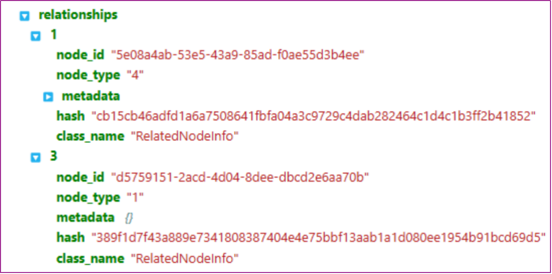 relationships 中存储节点之间的关系