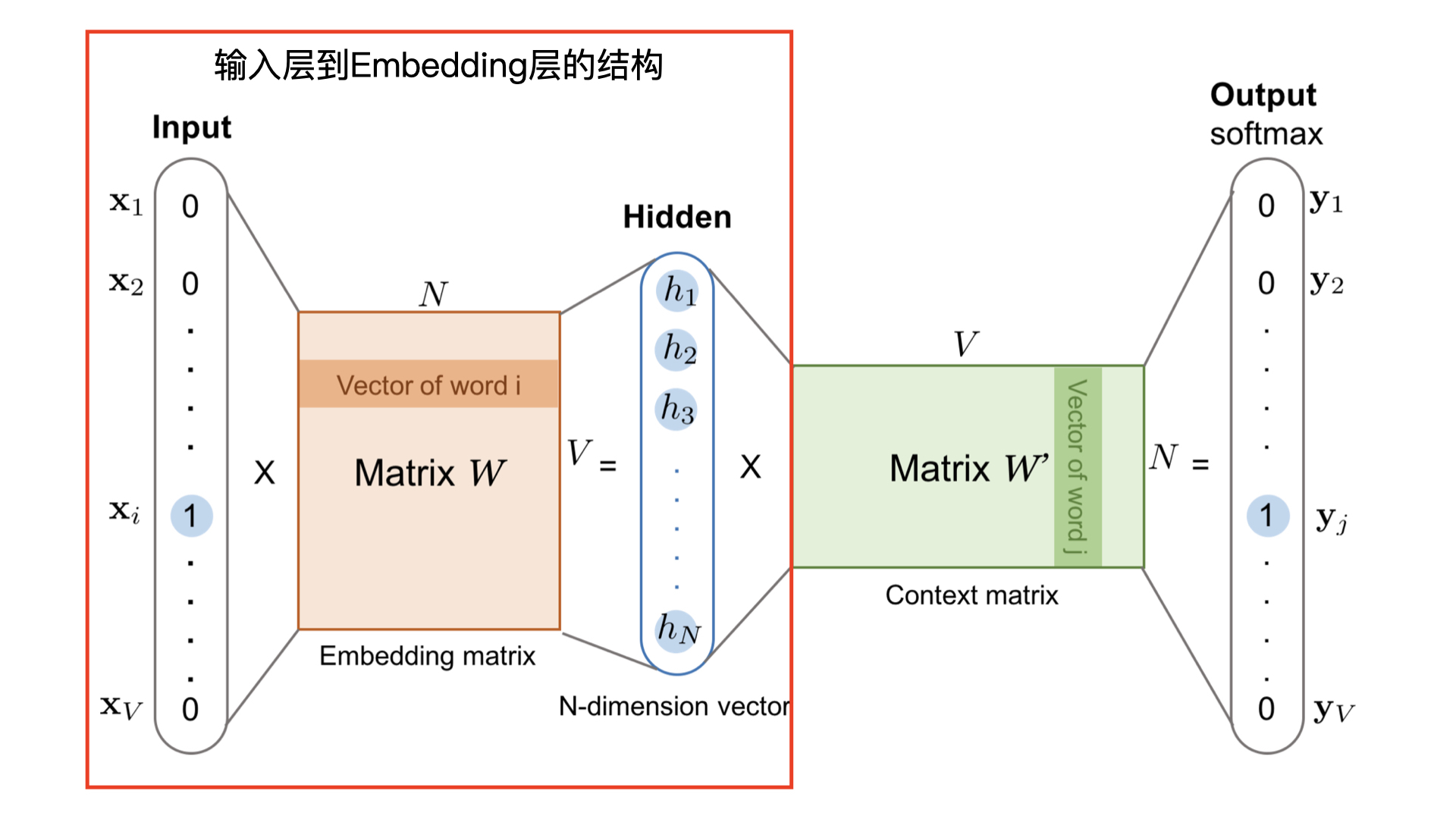 图2 Word2vec模型中Embedding层的部分